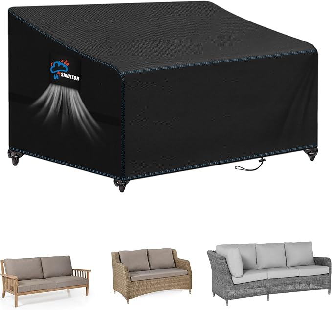SIRUITON 2-Seat Garden Patio Sofa/Loveseat/Bench Cover 58" W x 32.5" D x 31" H,Heavy Duty 420D Oxford Waterproof Outdoor Sofa Cover, Lawn Patio Furniture Covers