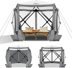 COBIZI 10x10ft Pop up Gazebo Screen House Tent for Camping, Pop-up Camping Canopy with Sidewalls,Portable Outdoor Quick-Set Hub Tent with Carrying Bag&Ground Stakes,Gray(Upgraded 2.0)