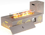 42" Outdoor Fire Pit Table, 50,000 BTU Gas Fire Pit with Glass Wind Guard, Fire Stones, Waterproof Cover, Propane Fire Pit Table for Outside Patio, Hollow-Out (Dragon, Brown)