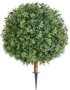 VEVOR Artificial Topiary Boxwood Trees with Ground Spike, 22 inch 2 Set Faux Shrubs & Bushes Potted Plants, Fake Silk Tree Look Real for Decor Front Porch Outdoor Indoor Patio Garden Balcony Backyard