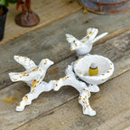 Sungmor Vintage Cast Iron Tealight Candle Holder, Lovely & Beautiful Birds Nest Design, Unique Tabletop Shelf Home Decor Pieces, Small Birds Statue Candle Holders Coffee Table Centerpieces Decor