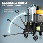 Adjustable Folding Wagon Cart, 150L–300L Expandable Capacity, 450LBS Heavy Duty Collapsible Utility Wagon with All-Terrain Wheels & Brake, Ideal for Beach, Camping, Garden & Outdoor Gear