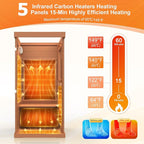 Far Infrared Sauna, Canadian Hemlock Wood Sauna Spa Room for Indoor,1062W 110V Low EMF Saunas with Control Panel and Integrated Speakers, Mini Home Sauna Room for One Person (Red Wood)