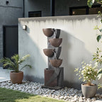 VEVOR Outdoor Water Fountain, 49.61 in Height Fountain and Waterfall, 5-Tier Floor Standing Jar-Shaped Cascading Fountains with LED Light and Pump, for Outdoor Indoor Garden, Home, Patio & Backyard