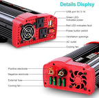 1000W Car Power Inverter, DC 12V to AC 110V Car Inverter with Dual AC Outlets and Dual 3.1A Quick Charging USB Port Car Adapter