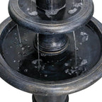 45.2” H Outdoor Floor Water Fountain, 3-Tiers Concrete Water Fountain with Submersible Electric Pump - Garden Cascading Waterfall for Yard Patio Lawn Home Decor