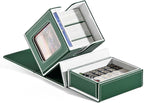 ZLCA Card Deck Box with 2 Dividers, Deck Storage Case Fits 100+ Single Sleeved, PU Leather TCG Card Case Holder for Magic Commander Yugioh (Green& White)