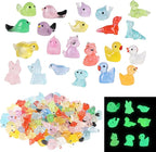 200 Pcs Tiny Resin Animals to Hide, Mini Luminous Resin Animals Bulk for Miniature Fairy Garden Accessories Micro Landscape Aquarium Cake Potted Plants Dollhouse Moss Patio Home Decor Crafts