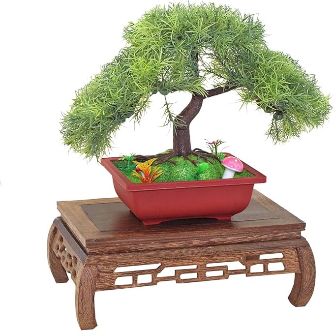 GOLDY&WENDY Rectangular Wooden Display Stand Solid Chicken Wing (Ji Chi) Wood Ornaments Base Flower Bonsai Pedestal Furniture Decoration