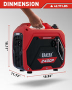 ERAYAK 2400W Portable Inverter Generator for Home Use, Super Quiet Small Generator for Camping Outdoor Emergency Power Backup, Gas Powered Engine, EPA, ECO Mode