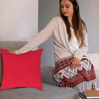 Covers & All Premium Square Throw Pillow Inserts with Covers Set of 4, 16 x 16 Inches Red, Decorative Cushions for Couch Sofa Home Decor Office Travel UV Resistant Waterproof Soft Cushions Pillows