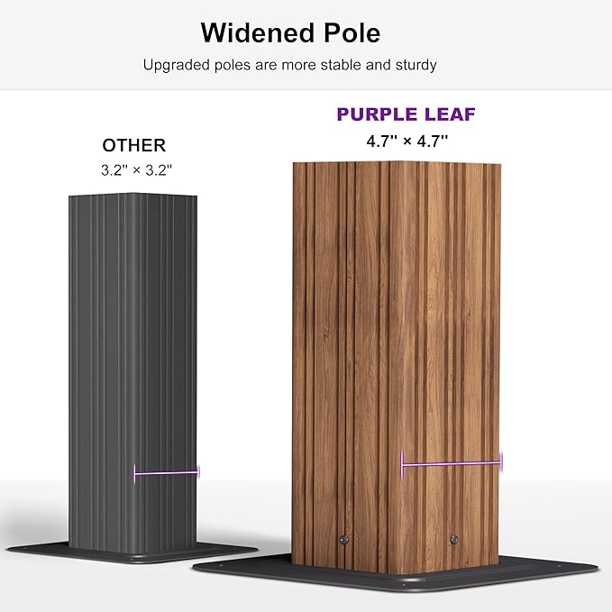 PURPLE LEAF 14' X 24' Outdoor Hardtop Gazebo for Patio Galvanized Steel Double Roof Permanent Canopy Teak Finish Coated Aluminum Frame Pavilion Gazebo with Nettings and Navy Blue Curtains