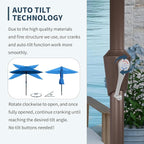 PatioKingdom Auto-Tilt 9FT Patio Umbrella Outdoor with 8 Sturdy Fiberglass Ribs,Market Table Umbrella for Pool,Backyard,Deck and Garden