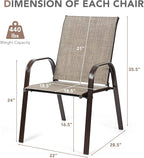 Tangkula 4 Piece Patio Dining Chairs, Outdoor Bistro Chairs W/Curved Armrests, Easy-to-Dry Fabric, Reinforced Steel Frame, Wide & Comfortable Camping Chairs for Garden, Poolside, Backyard (2, Grey)