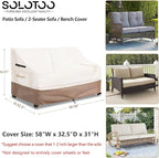 Outdoor Couch Cover Waterproof Patio Furniture Covers, 58 Inches Outdoor Sofa Cover, Furniture Covers for Patio Seating (Beige)