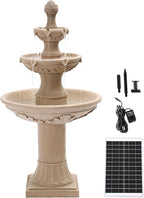 Italian Solar Water Fountains Outdoor Garden Decor - 48.4''H Fountains and Waterfalls Outside, Large Cascading Indoor Floor-Standing Resin Bubbler Fountain Features W/Pump for Patio, Backyard