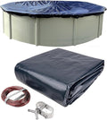 Heavy-Duty Winter Pool Cover | 24 ft Round, 12x12 Scrim Strength, 12-Year Warranty | UV and Cold Resistant, Weatherproof Durable Protection for Above-Ground Pools | Winch & Cable Included
