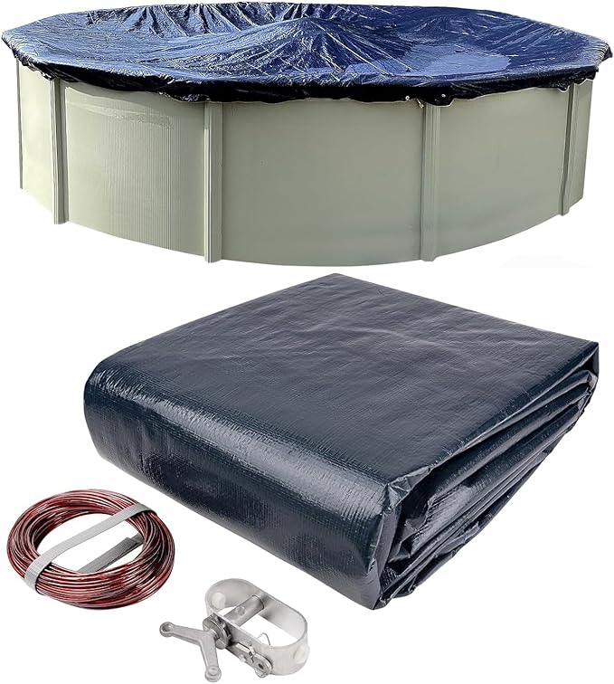 10’ ft. Round Pool Winter Cover for Above Ground Pools – 8-Year Warranty, Cold and UV Resistant, Weatherproof and Durable, Winch & Cable Included