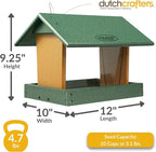 DutchCrafters Poly Hanging Hopper Bird Feeder, Large Hanging Bird Feeder for Outside, Outdoors - Amish American Made (Turf Green & Cedar)