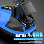 AZZUNO 8.3" Electric Cordless Lawn Mower: 20V Push Brush Cutter with 3-Position Height Adjustment, Brushless Compact Walk Behind Weed Wacker Eater for Small Garden Yard, 4.0Ah Battery and Charger