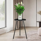 Tall Plant Stand, Mid Century Wood Indoor Plant Stand Black Plant Table for Flower Pots, Metal Plant Holder, Modern Home Decor Small Round Side End Table (11.8"x20")