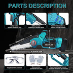 Cordless Mini Chainsaw 8+6 Inch for Makita 18V LXT (No Battery), Brushless Portable Electric Chain Saw Tool for Makita, Small Handheld Chainsaw for Pruning Shear Branch Wood Cutting Tree Trimming