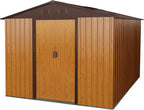 Sheds & Outdoor Storage 8ft x 10ft Iron Storage Shed with Metal Foundation Metal Garden Shed Tool Storage Cabinet with Secure Sliding Doors with Padlock for Backyard, Patio, Poolside, Coffee
