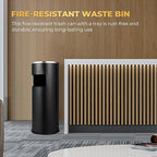Trash Can Outdoor Waste Container Round Stainless Steel Trash Can with Removable Inner Bucket for Disposal Commercial Waste Container with Hollow Tray 9.8‘’ x 24‘’-Black
