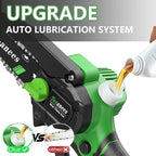 Mini Chainsaw Cordless 6 Inch, Electric Chainsaw Battery Powered with Auto Oiler, Security Lock for Wood Cutting, Tree Trimming, Garden & Household Use(1 Batterie)