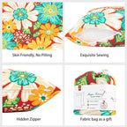 Magpie Fabrics Pack of 2 Outdoor Waterproof Throw Pillow Covers 18 x 18 Inch, Decorative Cushion Sham Pillowcase Shell for Garden Patio Balcony(Embry Red Hibiscus)