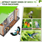 Metal Bird Feeders for Outdoors Wild Bird Feed with 2 Suet Cage Cake Squirrel Proof Hanging Feeder Large Capacity Wild Bird Feeder Easy Clean&Anti-Rust Attracting Birdhouse Green