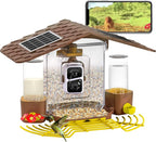 Aivituvin Smart Bird Feeder Camera with AI Identification, Solar Powered, Wireless Hummingbird Feeder with Food, Water, Honey, Present for Bird Lovers (Brown)