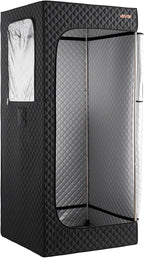 VEVOR Upgraded Portable Steam Sauna for Home, 1 Person Full Body Home Spa Tent with Steamer & 1 Foldable Chairs & Remote & Essential Oil Box,Heavy-Duty Stainless Steel Frame Sauna Box, (Black)
