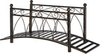 Outsunny 3.3' Metal Arch Zen Garden Bridge with Safety Siderails, Decorative Footbridge, Delicate Scrollwork & Corner Spheres for Stream, Fish Pond, Bronze