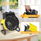 Portable Greenhouse Heater, Overheat Protection, 1500W Radiant Electric Heater for Indoor and Outdoor Use, Garage, Grow Tent, RV, IPX4 Water Resistant, 1 Piece, Yellow