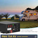 75A RV Power Converter 110VAC to 12VDC RV Converter 75 Amp RV Power Converters Built-in 4 Stage Smart Battery Charger for Lithium Batteries RV Converters Fully Adjustable Output from 13V to 16.5V