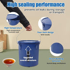 6 Gallon Commercial Fryer Oil Bucket with Lid, Fryer Grease Bucket, Coated Carbon Steel Fryer Oil Container with Rubber Seal, Rustproof, Leakproof, Filter Bag for Hot Cooking Oil Filteringm, Blue