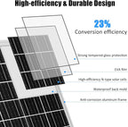 25W 18V Solar Panel with Rear-Mounted PWM Charge Controller 23% High Efficiency 12BB N-Type Monocrystalline Solar Cells for Camera Farm Rooftop Door Opener Lawn Street Light Pump Camp IP65 Waterproof