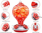 Muse Garden Hummingbird Feeders Blown Glass Hummingbird Feeder, Garden Backyard Decor, 32OZ, Lollipop