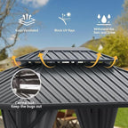 Domi 12’ X 20’ Hardtop Gazebo Canopy with Netting & Curtains, Outdoor Metal Gazebo with Galvanized Steel Double Roof for Patio Lawn and Garden, Gray