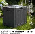 Outdoor Storage Box, 35 Gallon Deck Box Waterproof, Resin Patio Storage Bin for Package Delivery, Patio Furniture Cushion, Garden Tools, Pool Accessories, Weatherproof, Black
