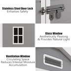 Outdoor Shed 5x3/6x4/7x7/8x6/8x10/8x12 FT, 15MM Thick PP Resin Plastic Shed with Lockable Door & Floor - Waterproof Plastic Tool Shed for Bike, Garbage Can, Backyard, Patio ﻿ ﻿ (Grey, 5X3FT)