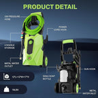 2025 New 5000PSI Pressure Cleaner, Power Cleaner with 33FT Resistant Extension Hose and 4 Nozzles, Compatible with Undercarriage Cleaners, Professional Powerwashers for Home/Car(Green)