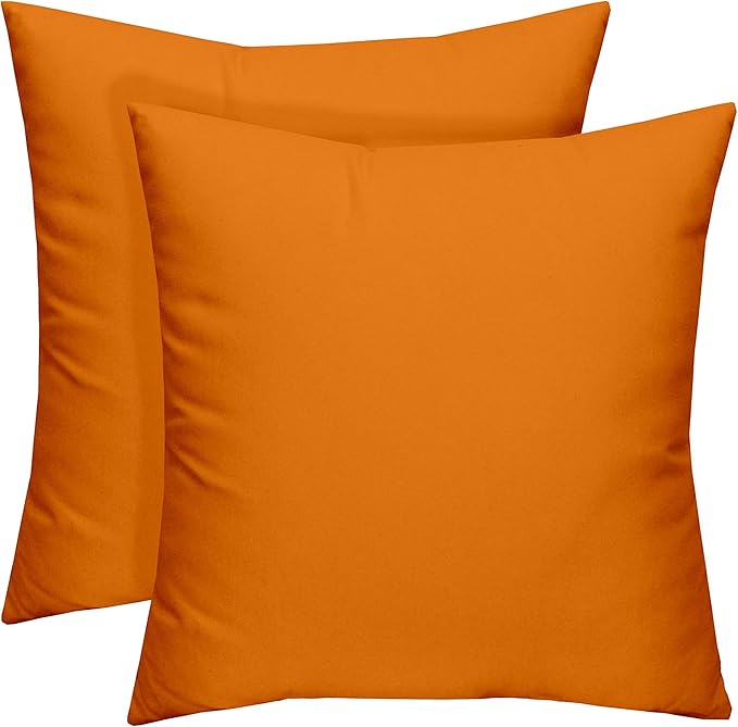 RSH DECOR: Square Throw Pillows Set of 2 | 20” x 20” | All-Weather Spun Fabric | Water and Fade-Resistant | Outdoor Accent Pillows for Patio Furniture | Orange