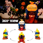Solar Garden Statues Lights, 8.5" Cute Outdoor Gnome Figurine with Auto On/Off for Yard Patio Decor, Gifts for Women, Grandma, Mom, Housewarming (Welcome Gnome)