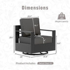 Aluminum Patio Swivel Chair - Outdoor 360°Swivel Chair with 6" Thick Water-insistant Cushions, All-Weather Use Frame, Removable Cover, Ideal for Garden, Poolside (Grey)