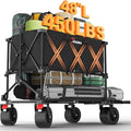400L Large Double Decker Wagon Collapsible, 450lbs Beach Wagons Carts Foldable Heavy Duty, 54" Extended Utility Folding Cart for Camping, Garden, Sports, Grocery, Shopping