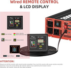 3000W Pure Sine Wave Inverter, Car Power Inverter 24V to 120V AC Converter for RV, Truck, Solar, Outdoor with Dual AC and 20A Socket, 18W+30W USB, PD60W, Surge 6000W, Remote Control(3000W-24V)