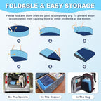 UCCY 2-in-1 Foldable Dog Pool for Large Dogs Hard Plastic Splash Sprinkler Kiddie Swimming Pool Non-Slip Portable Dog Bathtubs Collapsible Multi-Use Whelping Box Ball Pit Duck Pond Blue L-48"x12"