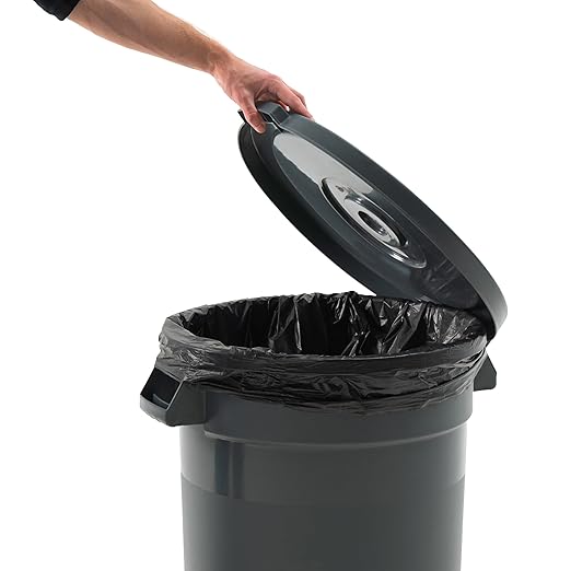 PRO&Family 20 Gallon Trash Can with Lid Round Ingredient Storage Containers Recycling Bin Kitchen Garbage Can Office Garbage Can Trash Barrel Plastic Barrel Yard Waste Bin Outdoor Trashcan (3, Gray)